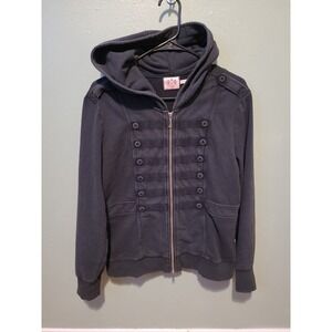 Y2K Vintage Juicy Couture Black Moto Cotton Full Zip Black Hoodie Size XL